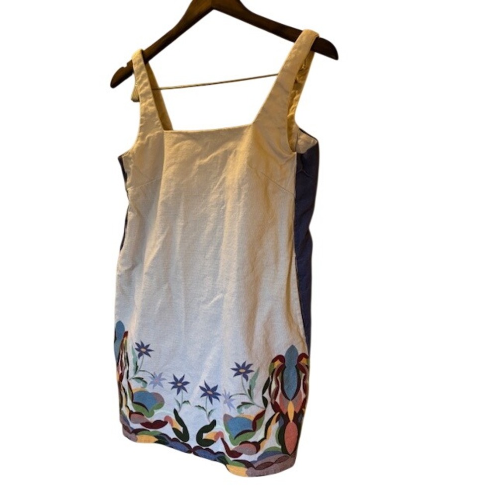 RVCA Women's Mel G Baker Floral Mini Dress Off White Navy Blue Cotton Pockets XS